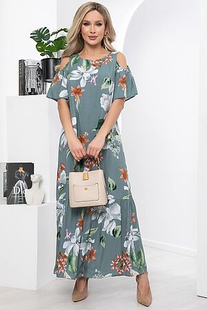 Платье "Марианна" LADY TAIGA (Олива/цветы) П5872 #891253