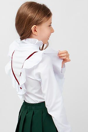 Блузка с бархатной лентой SP0622 НАТАЛИ (Бело-бордовый) 39761 #891280