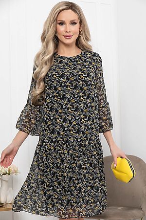 Платье "Кэролайн" LADY TAIGA (Блэк/желтые цветы) П5918 #892506