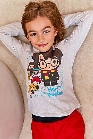 Детская пижама с брюками Juno AW21BJ627 Гарри Поттер красный/серый меланж НАТАЛИ 30291 #899160