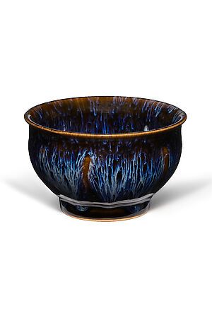 Пиала 150 мл керамическая с глазурью чашка с рисунком для чайной церемонии... Nothing Shop (Синий, коричневый) 294661 #902389