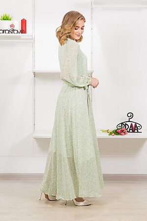 Платье BRASLAVA (Белый салатовый цветы) 4880-2 #904118