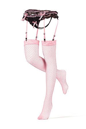 Комплект белья "Эммануэль": трусики с разрезом и чулки LE CABARET (Розовый, черный, белый) 292550 #904283