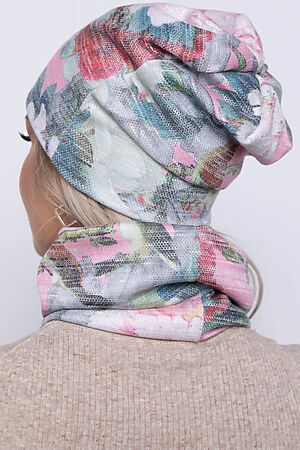 Комплект шапка и снуд LADY TAIGA (Цветы/розовый) ШС08 #914751