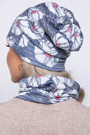 Комплект шапка и снуд LADY TAIGA (Цветы/синий) ШС10 #915057