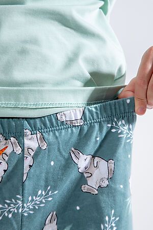 Пижама с шортами Кролик-морковка арт. ПД-009-055 НАТАЛИ (Васаби/зеленый) 39667 #915638