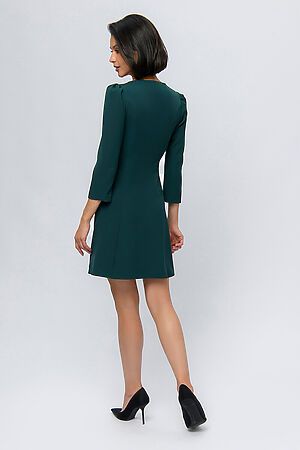 Платье изумрудного цвета длины мини с рукавами 3/4 и v-образным вырезом 1001 DRESS (Изумрудный) 0103006EM #923431