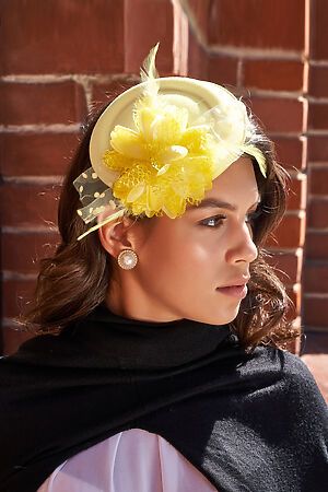 Шляпка-таблетка из фетра с декором женская мини шляпка с цветком на заколке... MERSADA (Светло-бежевый, желтый,) 306324 #923996