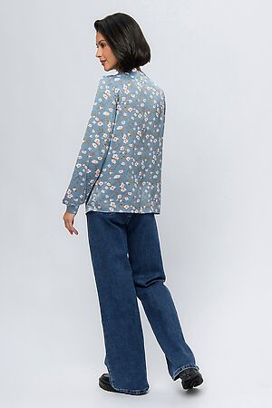 Блуза голубого цвета с принтом с длинными рукавами и декоративными элементами 1001 DRESS (Голубой (принт)) 0102990LB #924888