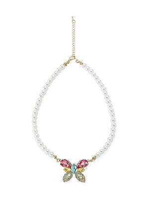 Ожерелье-чокер с крупной подвеской-бабочкой чокер из жемчужных бусин... MERSADA (Золотистый, белый, розовый,) 311039 #925953