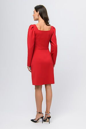 Платье красного цвета длини мини с вырезом "каре" и разрезом 1001 DRESS (Красный) 0103028RD #929100