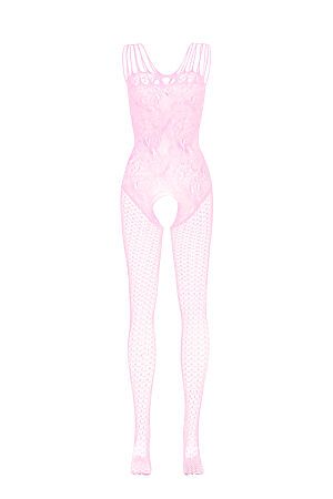 Эротический комбинезон с вырезом в зоне бикини "Удовольствие" LE CABARET (Бледно розоватый,) 297483 #935200