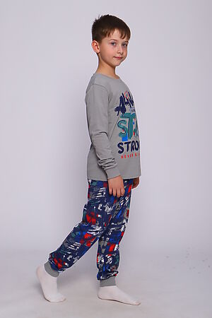 Пижама с брюками Ребус НАТАЛИ (Серый+синий) 44335 #941934