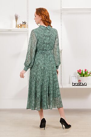 Платье BRASLAVA (Зелёный чёрный цветы) 4883-2 #945163