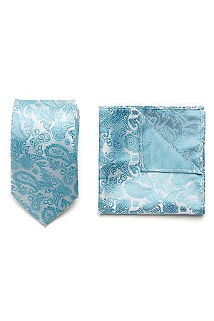 Набор из 2 аксессуаров: галстук платок "Мужские страсти" SIGNATURE (Бирюзовый, светло-серый,) 300072 #950197