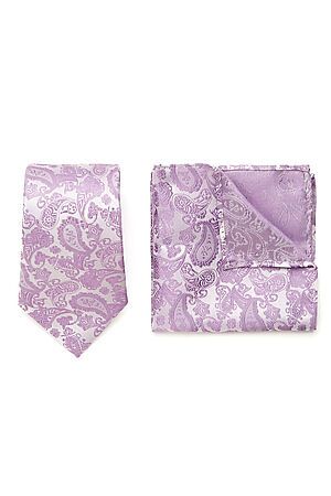 Набор из 2 аксессуаров: галстук платок "Мужские страсти" SIGNATURE (Сиреневый, светло-серый,) 299979 #950199