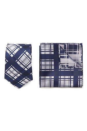 Набор из 2 аксессуаров: галстук платок "Режим героя" SIGNATURE (Светло-серый, темно-синий,) 299990 #950475