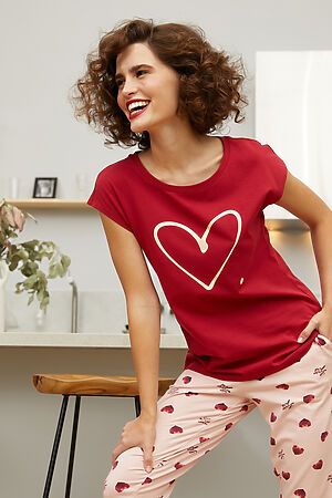 Пижама с брюками SS21WJ328 French Kiss НАТАЛИ (Красный/сердечки) 45285 #958459