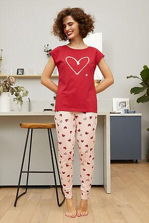 Пижама с брюками SS21WJ328 French Kiss НАТАЛИ (Красный/сердечки) 45285 #958459
