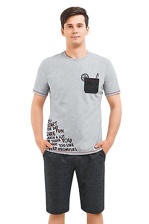 Костюм (футболка+шорты) CLEVER (Меланж св.серый/белый) MHP490223/1 #974489