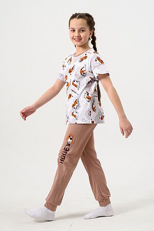 Пижама с брюками Бассет НАТАЛИ (Белый/светло коричневый) 47417 #978255