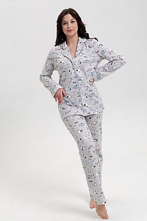 Пижама с брюками ПД-006В НАТАЛИ (Собачки светло-серые) 33047 #980459