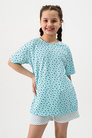 Пижама с шортами Потеха НАТАЛИ (Бирюзовый Листочки) 47864 #981417