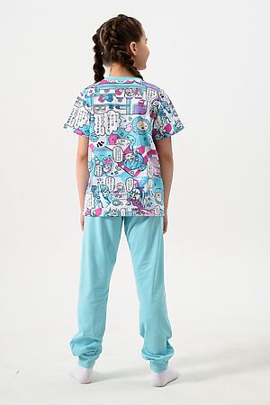 Пижама с брюками Киношка Аниме короткий рукав НАТАЛИ (Бирюзовый) 47863 #981418