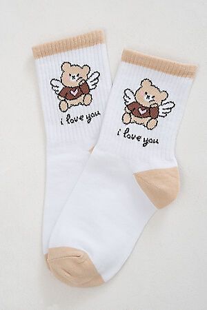 Детские носки стандарт Мишка-Ангел комплект 1 пара НАТАЛИ (Белый/бежевый) 47801 #984313