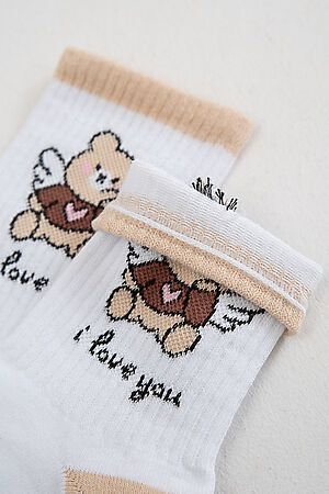 Детские носки стандарт Мишка-Ангел комплект 1 пара НАТАЛИ (Белый/бежевый) 47801 #984313