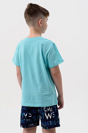 Пижама с шортами Диджей детская короткий рукав НАТАЛИ (Ментол-т.синий) 48372 #987699