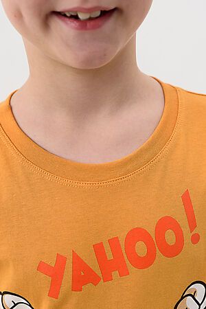 Пижама Пицца детская короткий рукав с брюками НАТАЛИ (Горчичный-т.синий) 48395 #989017