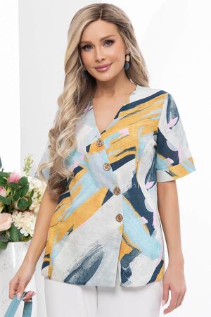 Блуза LADY TAIGA (Абстракция/голубая) Б10114 #990036