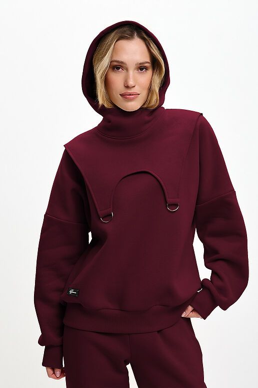 Костюм (Брюки+Свитшот+Капор) EZANNA (Бургунди) W1Ks407F4 #1227201 фото 4