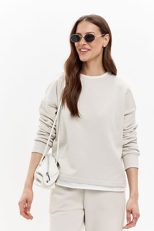 Костюм (Брюки+Свитшот) EZANNA (Жемчужный) W1Ks411F3 #1238067 фото 3