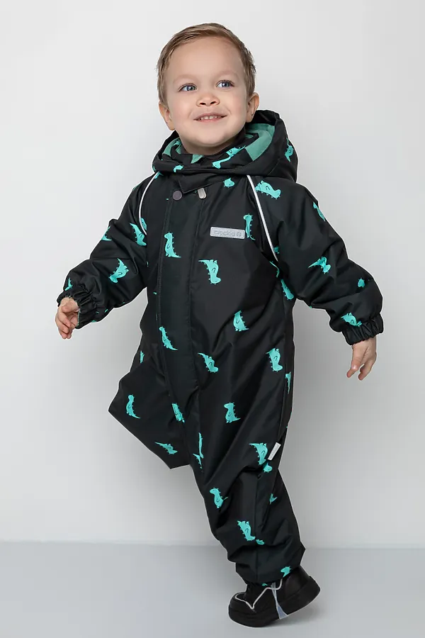 Комбинезон CROCKID, черное дерево,зеленые динозавры - фото 2