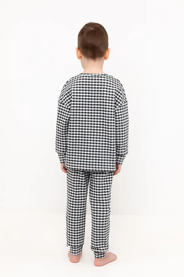 Пижама CROCKID, речной перламутр, маленькая клетка - фото 2