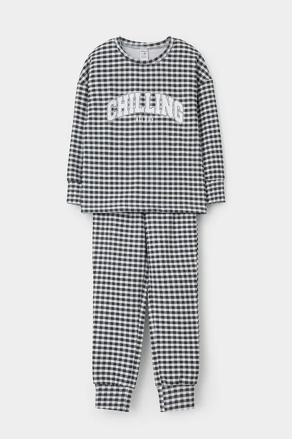 Пижама CROCKID, речной перламутр, маленькая клетка - фото 2
