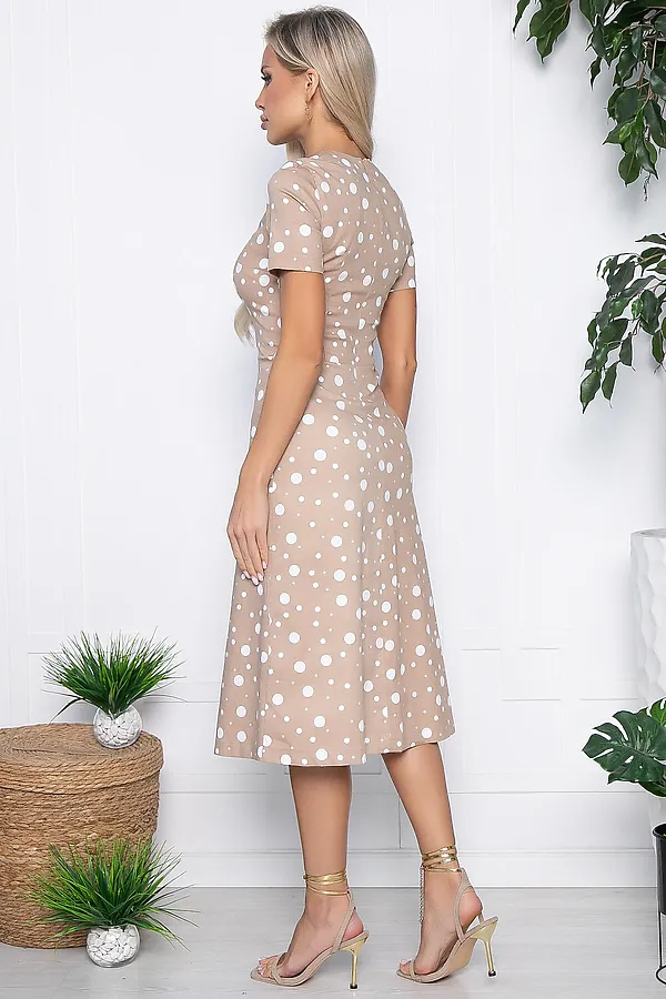 Платье Кокетливая LADY TAIGA, беж/горох - фото 2