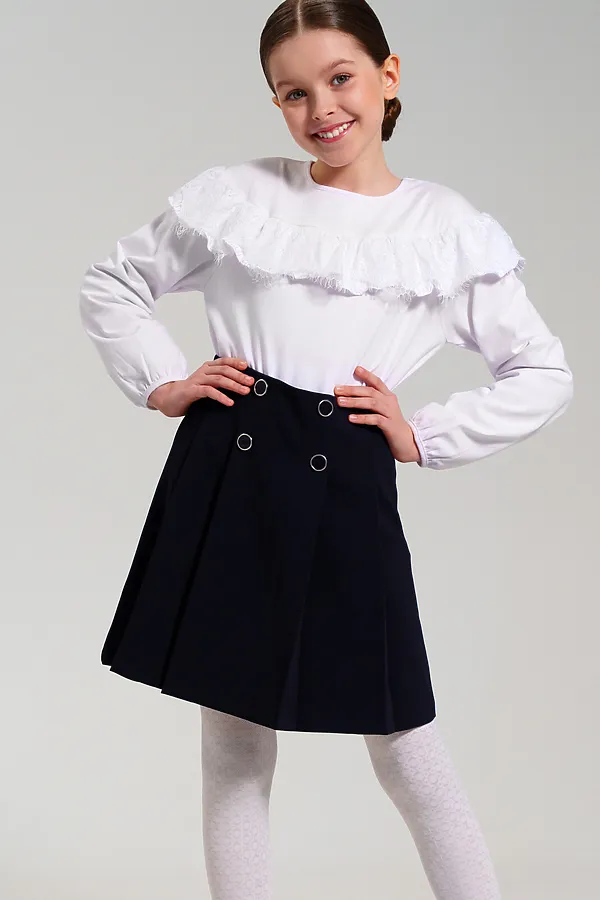 Юбка текстильная для девочек PLAYTODAY, тёмно-синий - фото 2