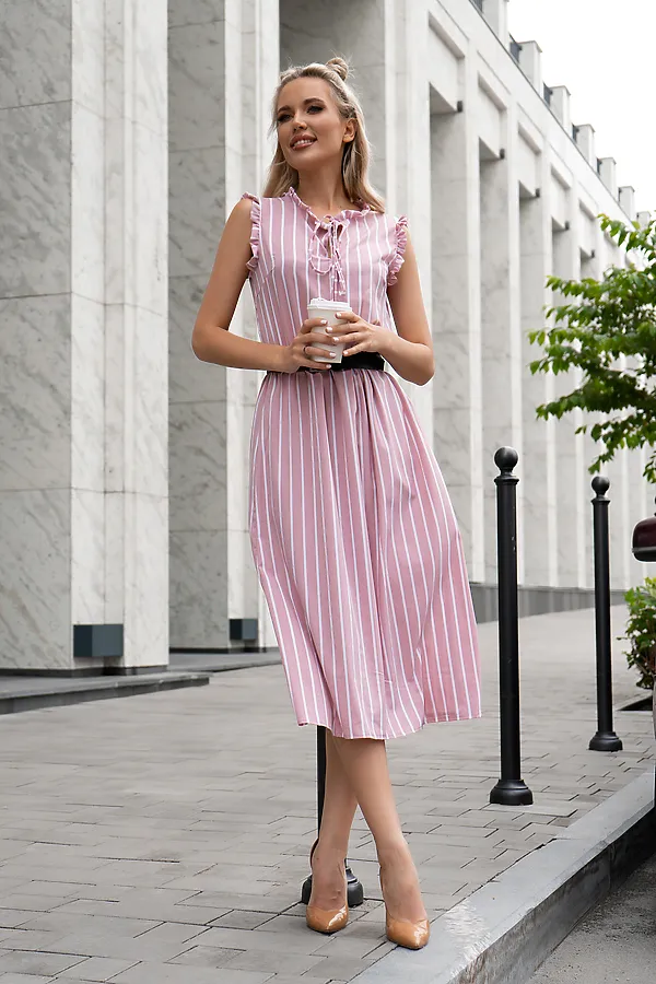 Платье OPEN-STYLE, розовый/белый - фото 2