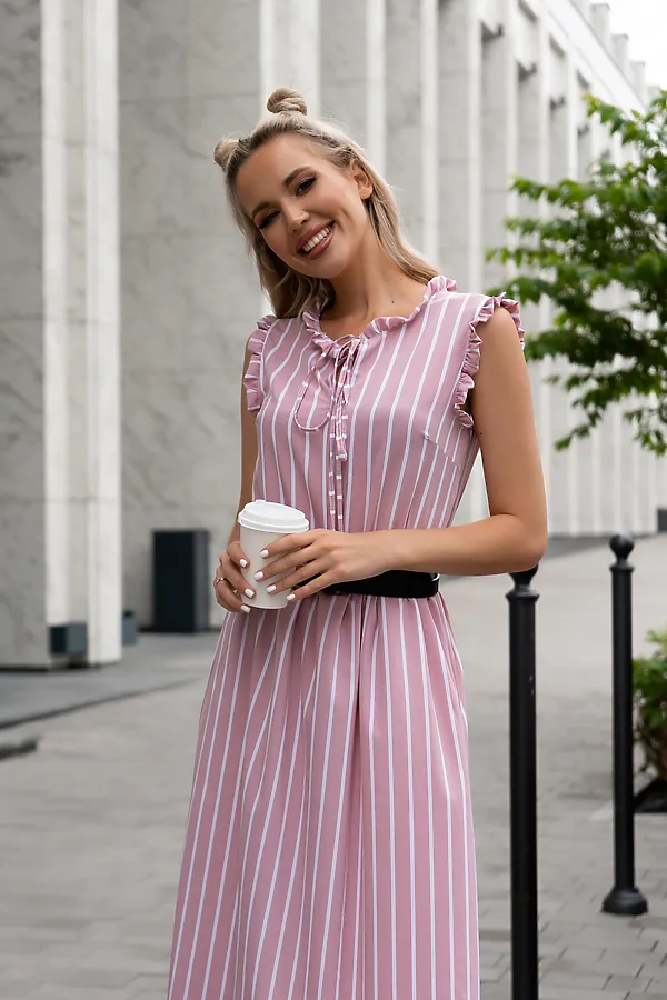 Платье OPEN-STYLE, розовый/белый - фото 2