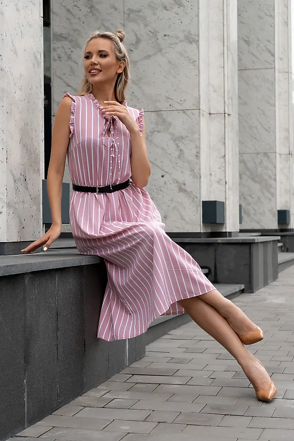 Платье OPEN-STYLE, розовый/белый - фото 2