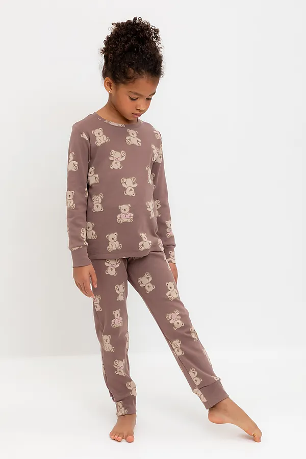 Пижама CROCKID, капучино,медвежонок с бантиком - фото 2