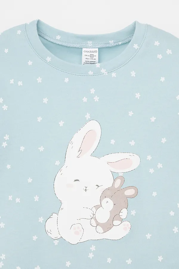 Пижама CROCKID, голубой,цветочные снежинки - фото 2