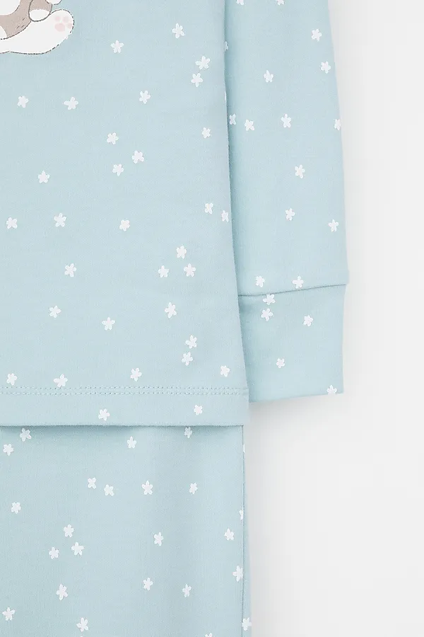 Пижама CROCKID, голубой,цветочные снежинки - фото 2