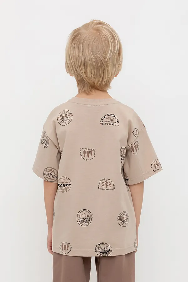 Футболка  CROCKID, темно-бежевый,горы к490 - фото 2