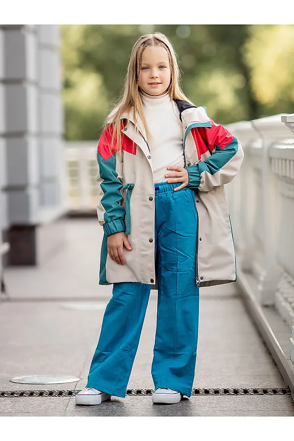 Парка-плащ BATIK, колор блок коралл - фото 2