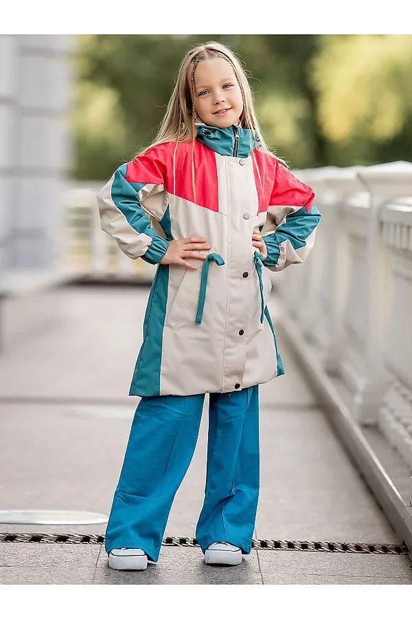 Парка-плащ BATIK, колор блок коралл - фото 2