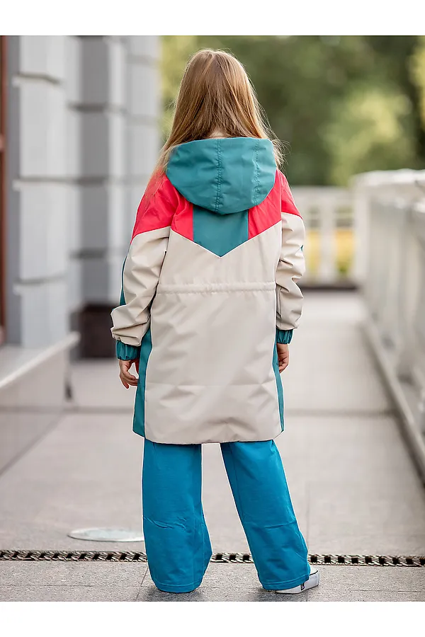 Парка-плащ BATIK, колор блок коралл - фото 2